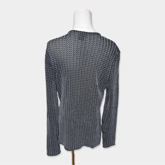 WOLFORD Lace Blouse Size Large Black White Stretchy Long Sleeve GUC - Picture 5 of 5